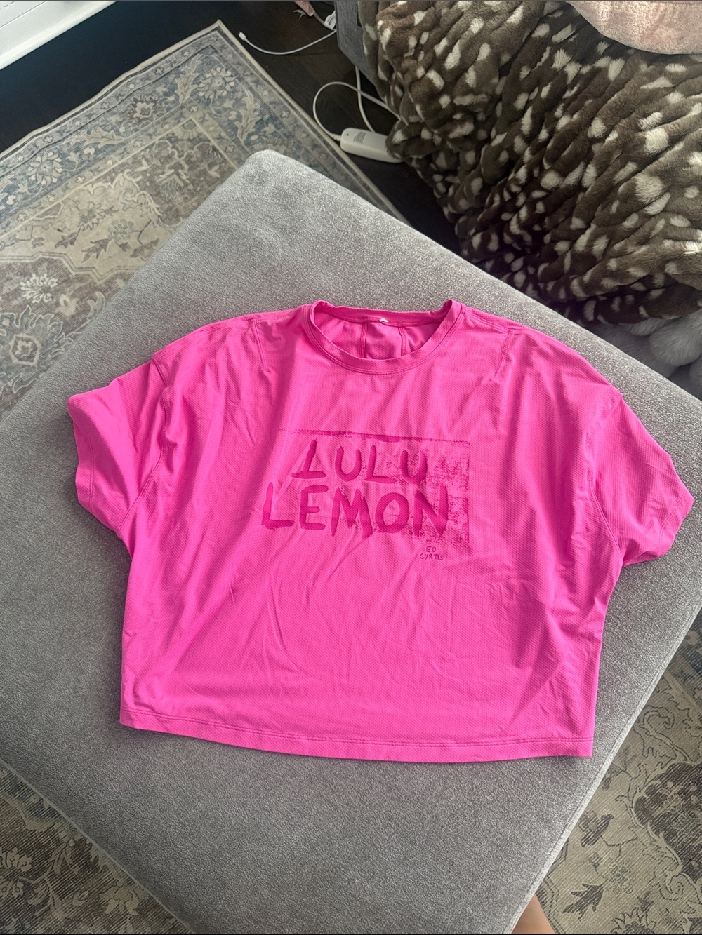 lululemon athletica Bright Pink Logo Cropped Tee